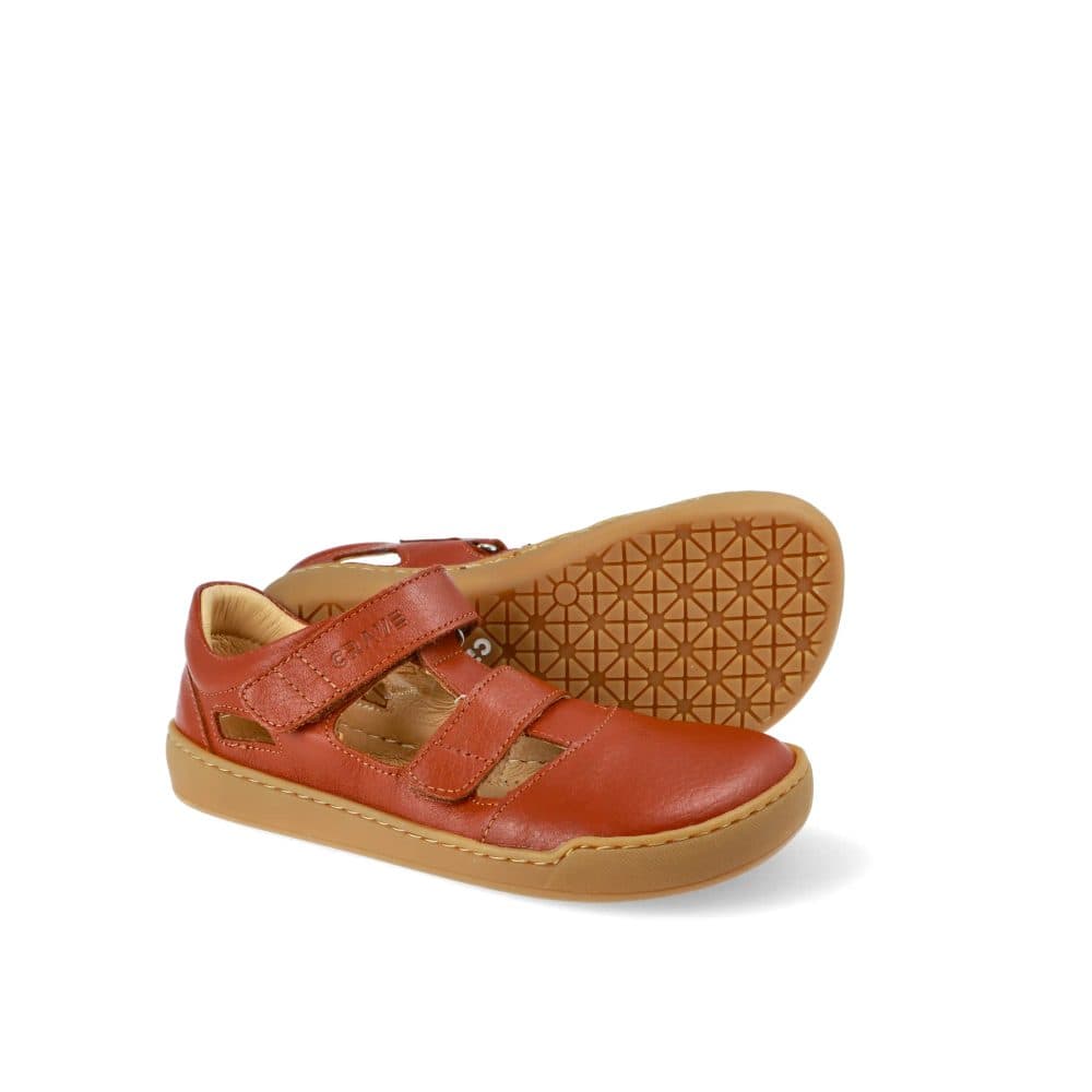 Dětské barefoot sandály CRAVE SHELLWOOD Cognac, hnědá -