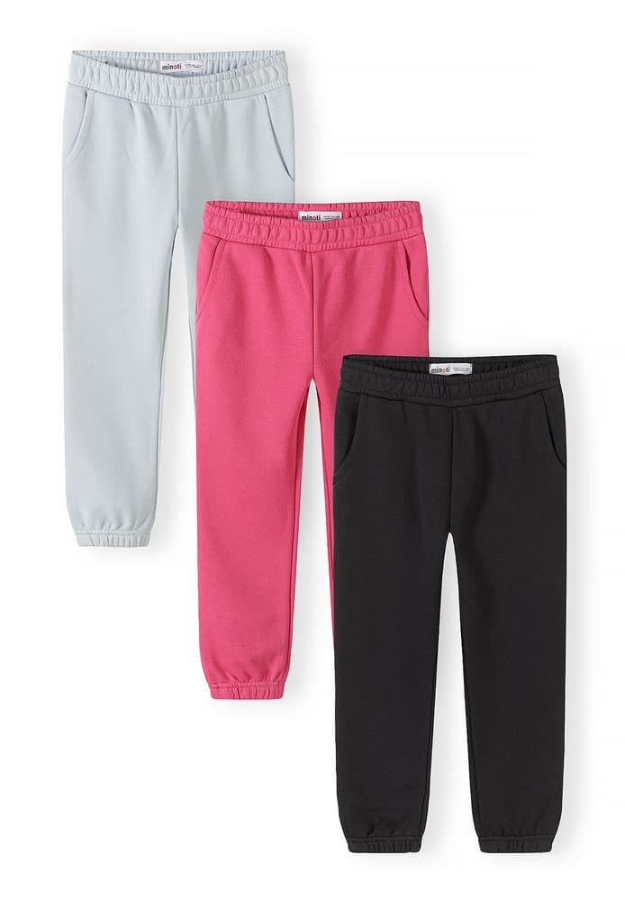 Tepláky dívčí s elastickým pasem a stahovací šňůrkou 3pack Minoti 30FLEECE153 -