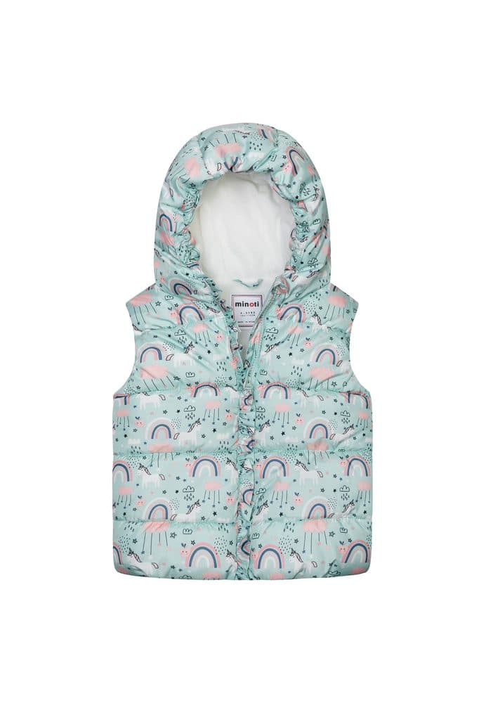 Vesta dívčí nylonová Puffa podšitá microfleecem, Minoti, 12GILET 18, modrá -