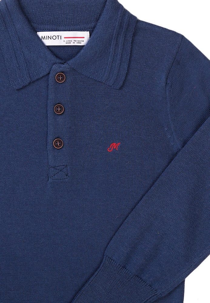 Tričko chlapecké Polo s dlouhým rukávem, Minoti, Retro 1, modrá - 104/110 | 4/5let - náhled 3