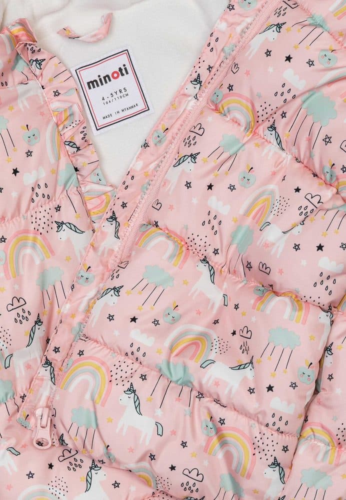 Vesta dívčí nylonová Puffa podšitá microfleecem, Minoti, 12GILET 15, růžová - 80/86 | 12-18m - náhled 3