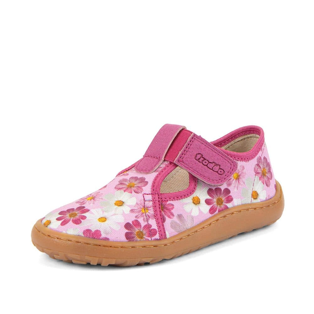 Dívčí plátěné barefoot přezůvky CANVAS T-BAR FLOWERS Froddo G1700439-4 -