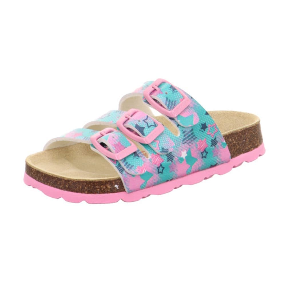 Dívčí korkové pantofle Superfit FOOTBAD Light Green/Multicolored 1-800113-7520 -