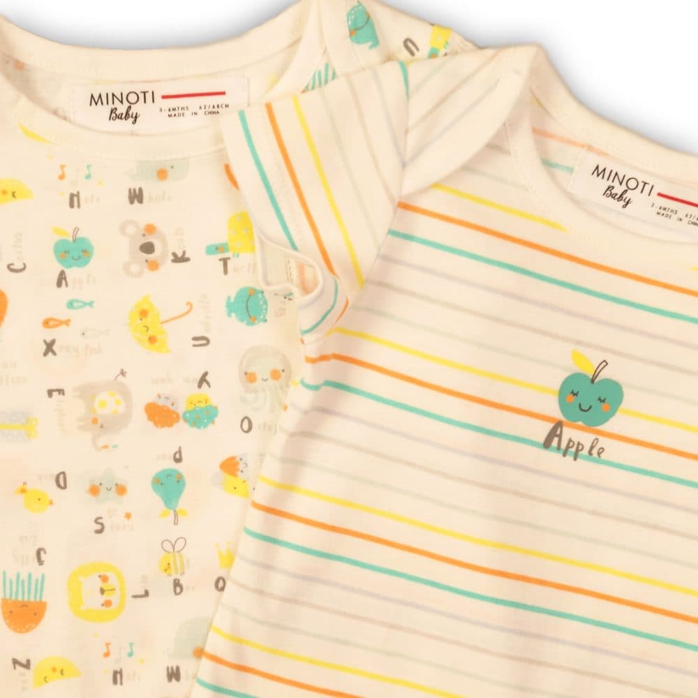 Body kojenecké 2pack, Minoti, ABC 5, bílá - 62/68 | 3-6m - náhled 3