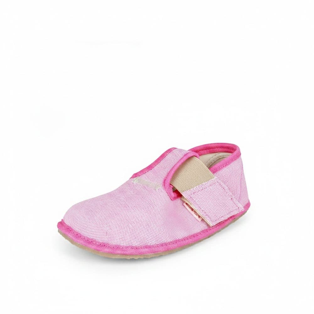 Barefoot dívčí přezůvky Pegres, BF01 textil, růžová -
