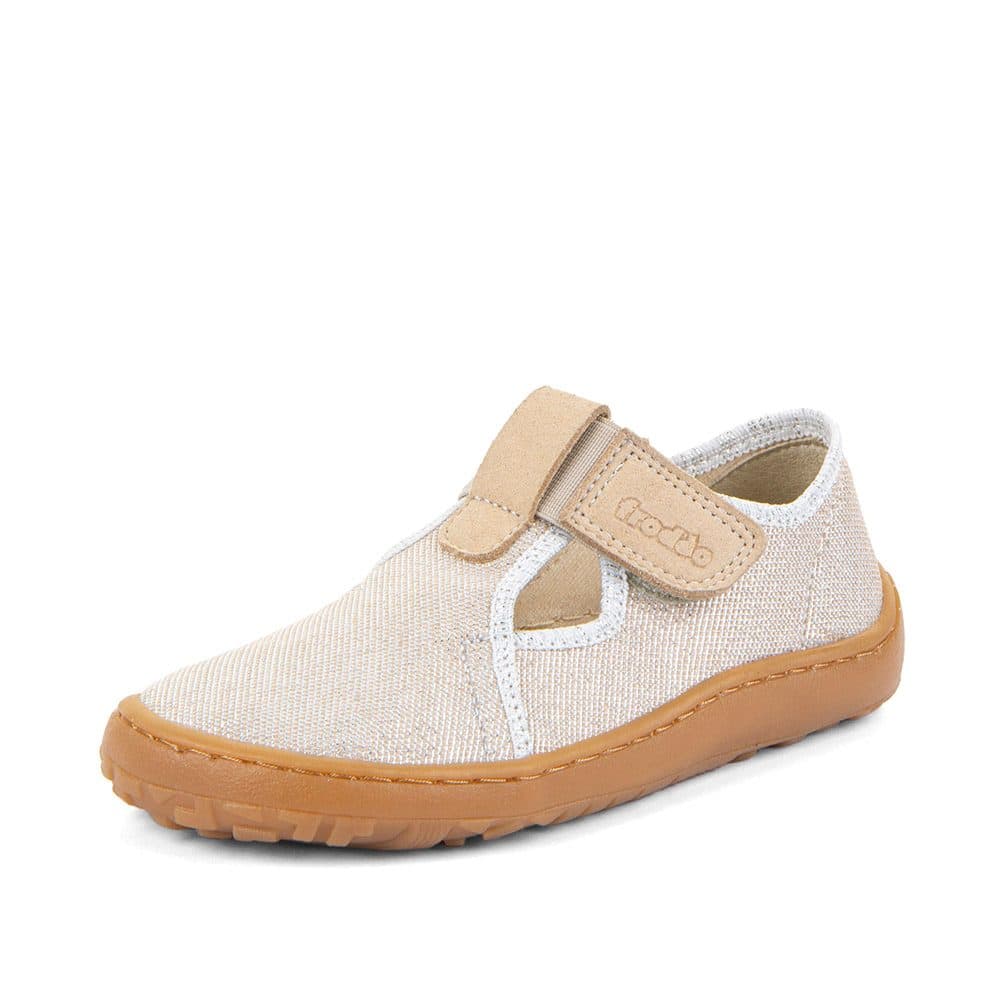 Dívčí plátěné barefoot přezůvky CANVAS T-BAR GOLD SHINE Froddo G1700439-3 -