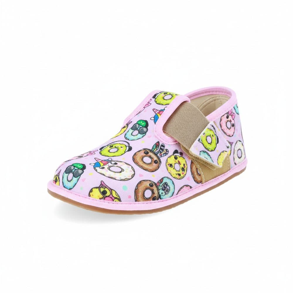 Barefoot dívčí přezůvky Pegres, BF01 Donut, růžová -