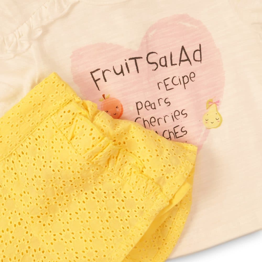 Kojenecký set dívčí - tričko a kraťasy, Minoti, Fruits 3, holka - 80/86 | 12-18m - náhled 3