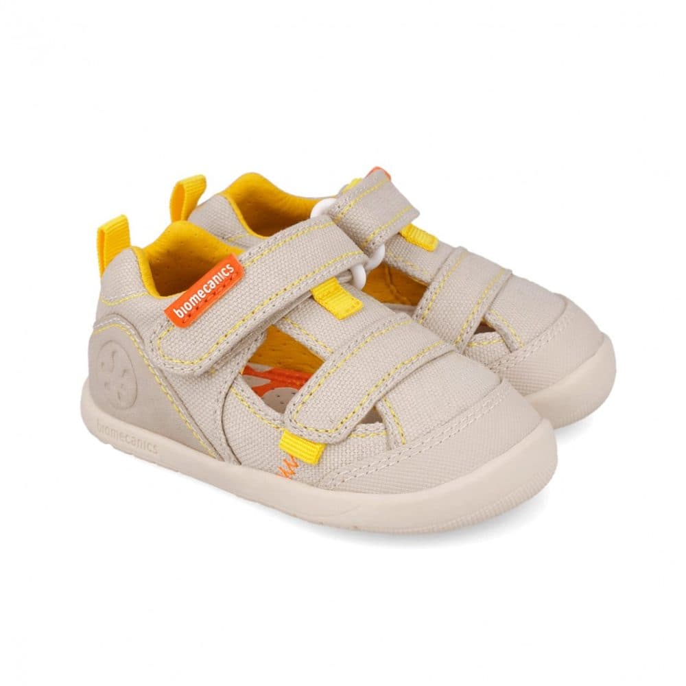 Dětské barefoot sandály LONA BASICA BEIGE Y AMARILLO Biomecanics 262191-C891 -