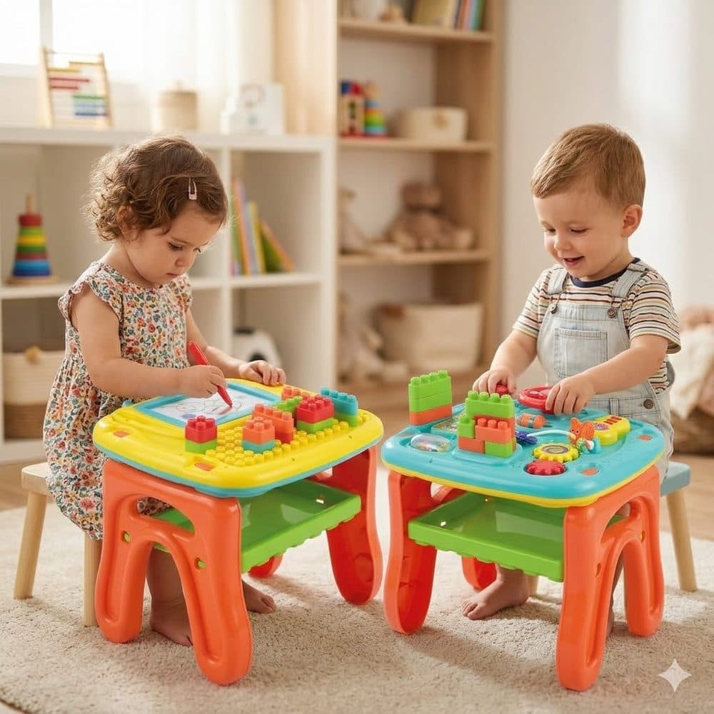 Stoleček s aktivitami oboustranný 37cm, PLAYGO, W037804 - náhled 3