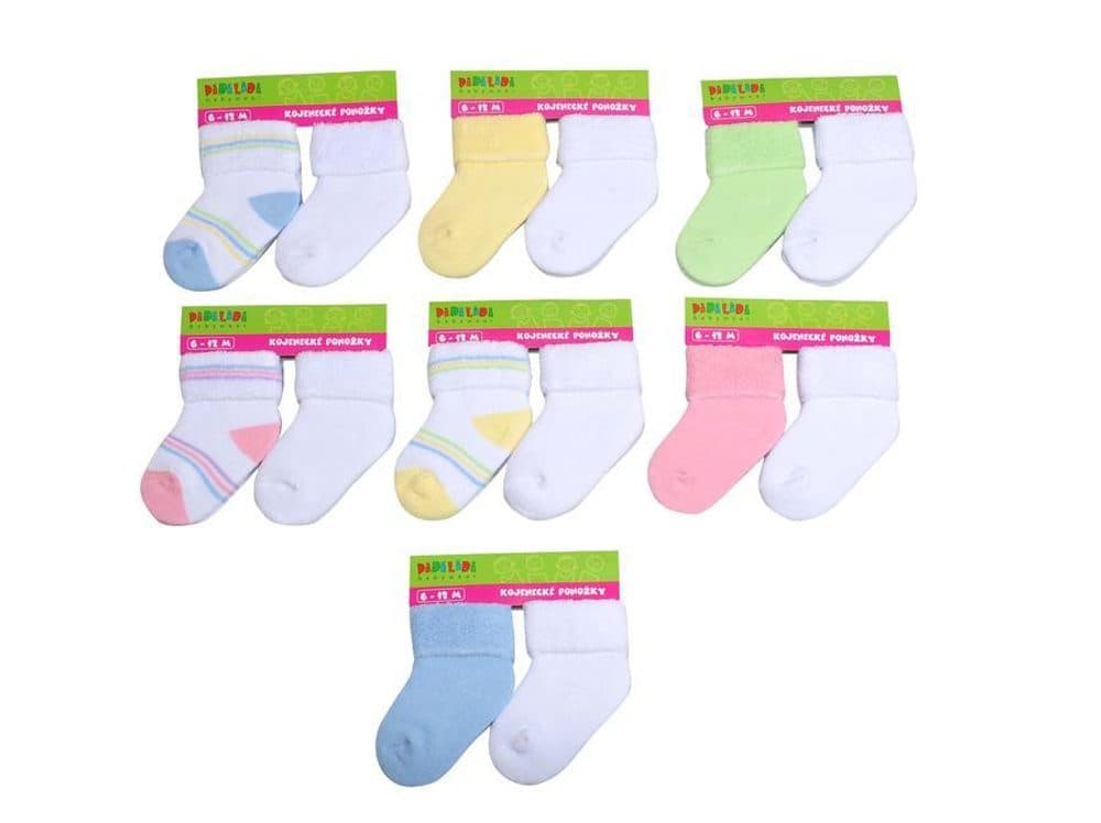 Kojenecké ponožky froté  (6 až 12m) 2pack, Pidilidi, PD0115, mix - 68/80 | 6-12m
