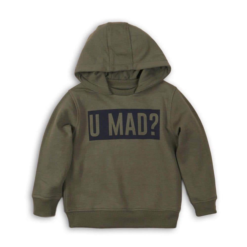 Mikina chlapecká s kapucí, Minoti, KB FLEECE HOODY 9, khaki -