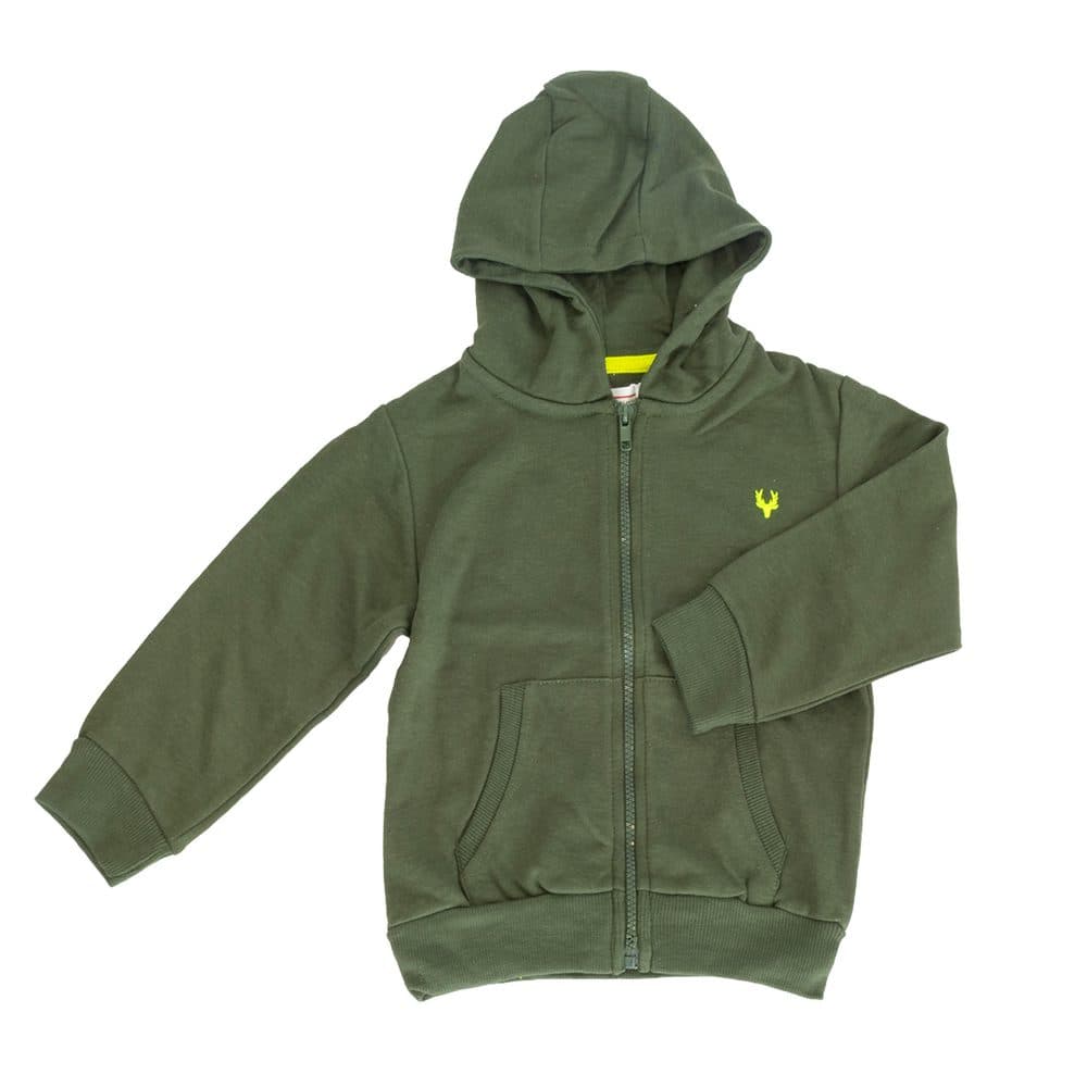 Mikina chlapecká s kapucí celopropínací, Minoti, 9ZIPEMB 4, khaki - 98/104 | 3/4let