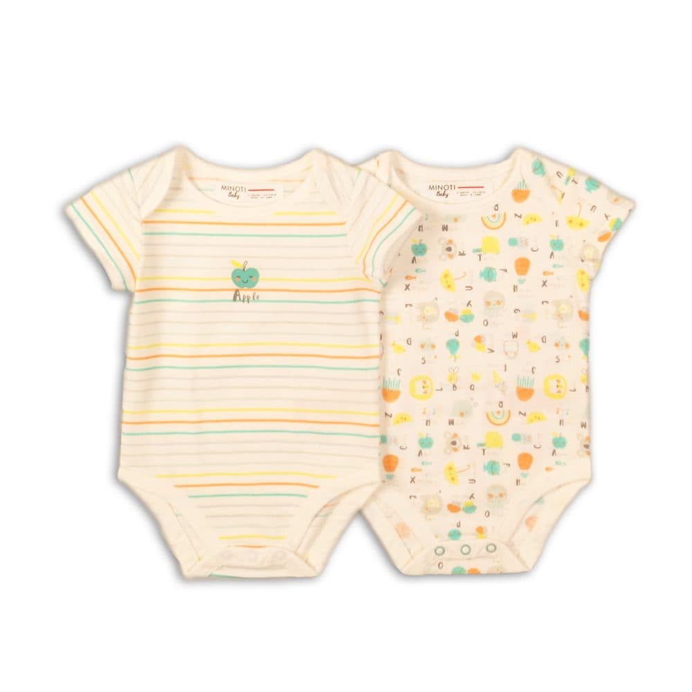Body kojenecké 2pack, Minoti, ABC 5, bílá - 62/68 | 3-6m