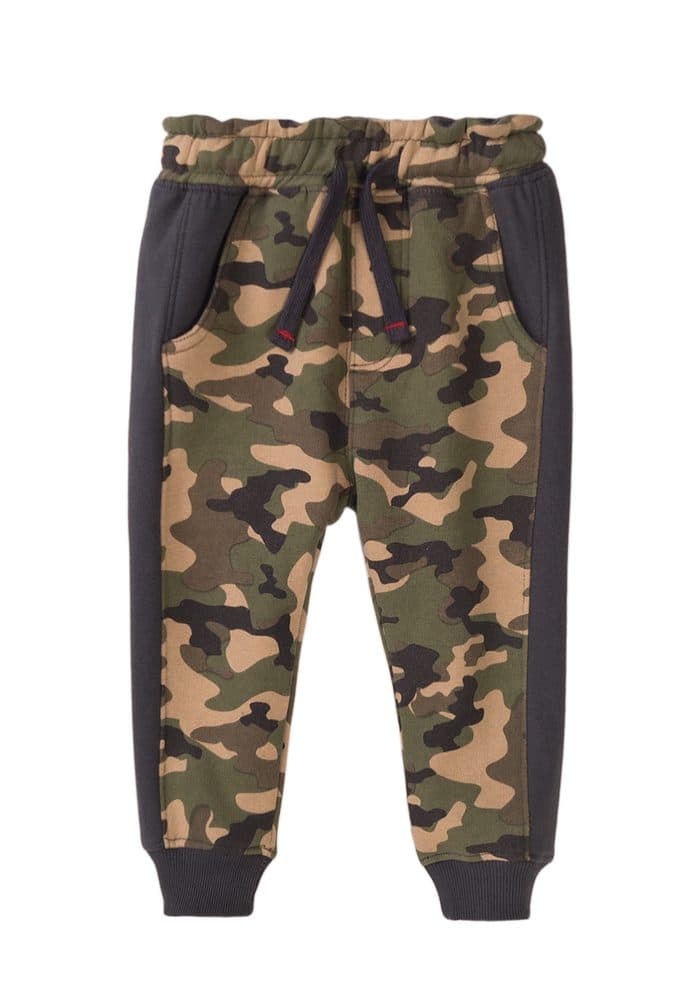 Tepláky chlapecké maskáčové, Minoti, King 4, khaki -