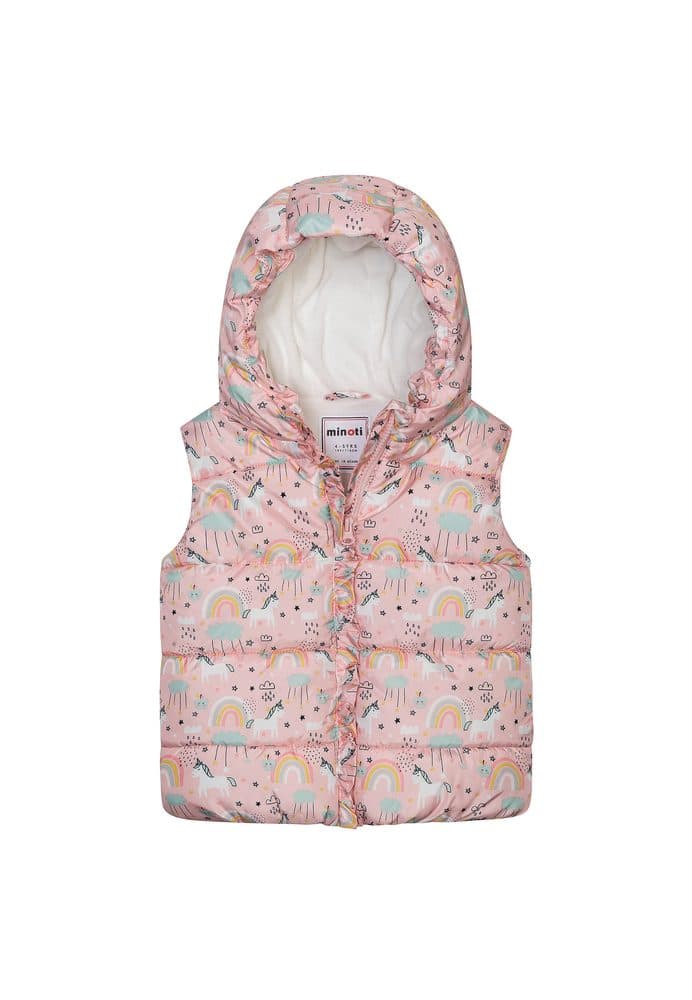 Vesta dívčí nylonová Puffa podšitá microfleecem, Minoti, 12GILET 15, růžová -