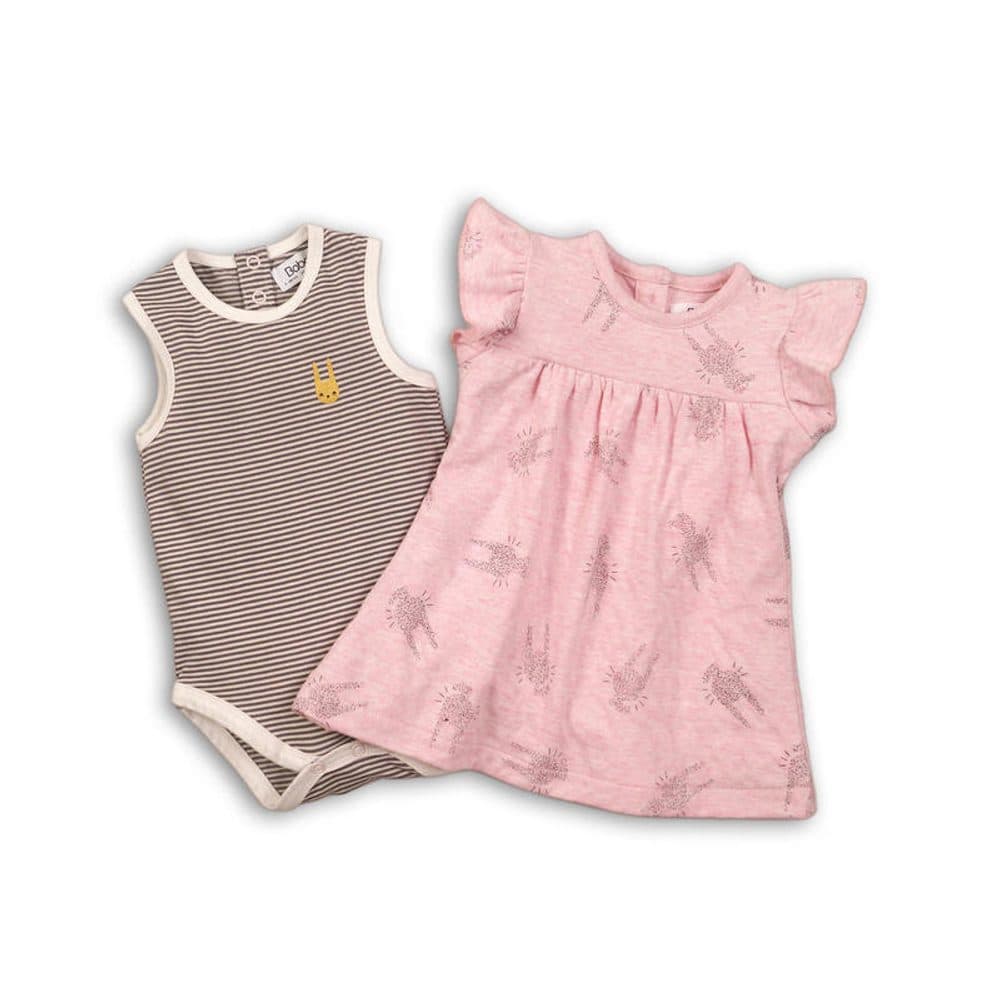 Dívčí set, body a šaty, Minoti, CROWN 4, růžová -