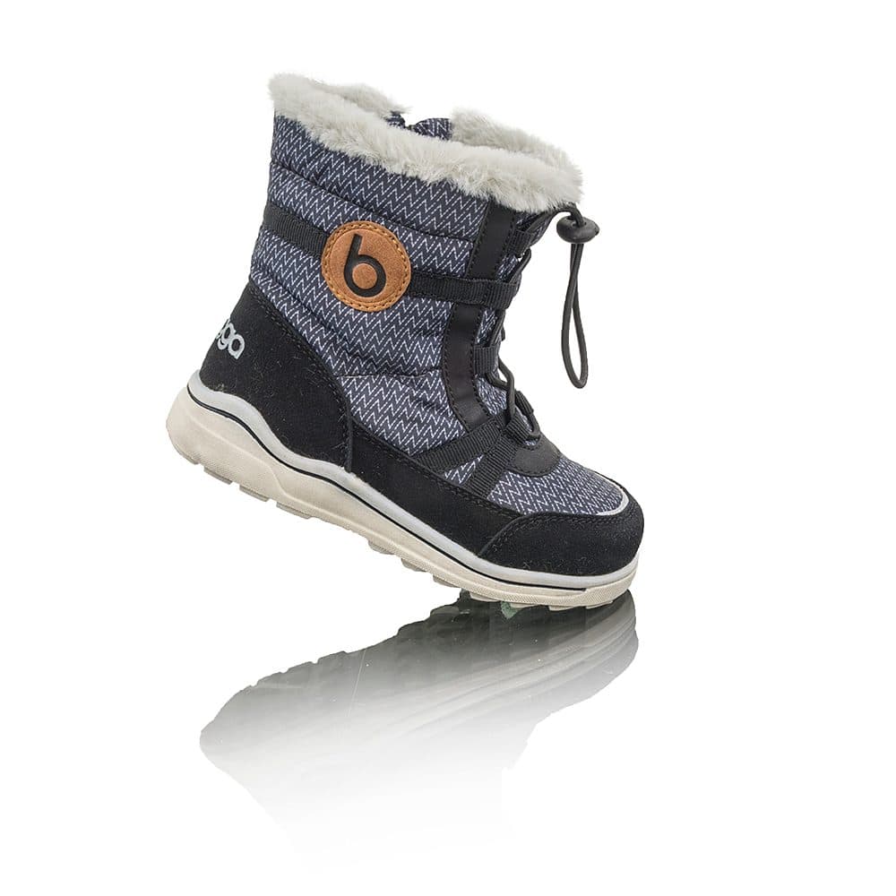 dětské zimní boty s kožíškem ICEFOX, stahování, boční zip, BUGGA, B00171-10, černá -