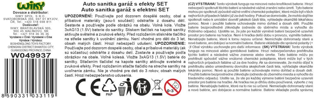 Auto sanitka s efekty garáž nemocnice 33,5 cm, Wiky Vehicles, W049937 - náhled 3