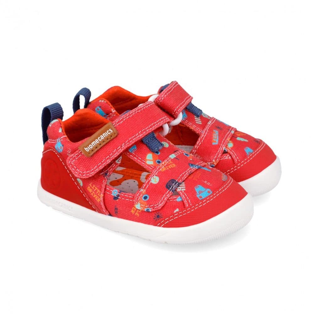 Dívčí barefoot sandály LONA ESTAMPADA ROJO Biomecanics 262197-B204 -