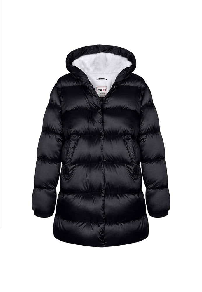 Kabát dívčí nylonový Puffa podšitý microfleecem, Minoti, 12COAT 2, černá -