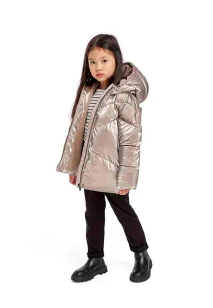 Kabát dívčí prošívaný Puffa s chlupatou podšívkou, Minoti, 16coat 20, hnědá - 158/164 | 13/14let - náhled 2