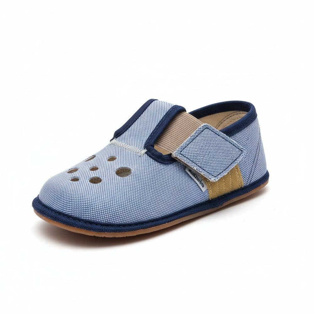 Barefoot chlapecké přezůvky Pegres BF03 textil - modrá -