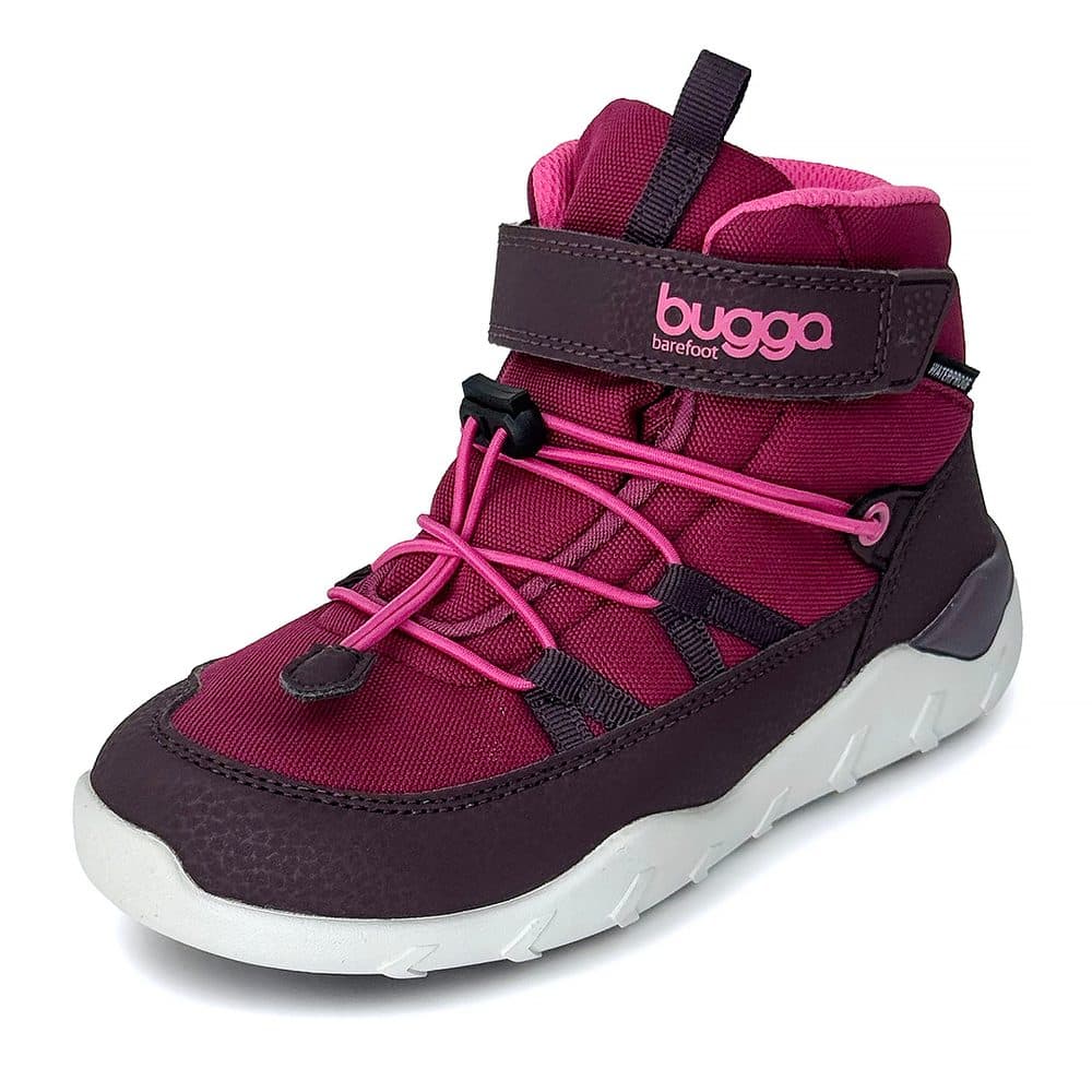 dětské zimní barefootové boty s membránou BUGGA CHRIS Burgundy B00190-16 -