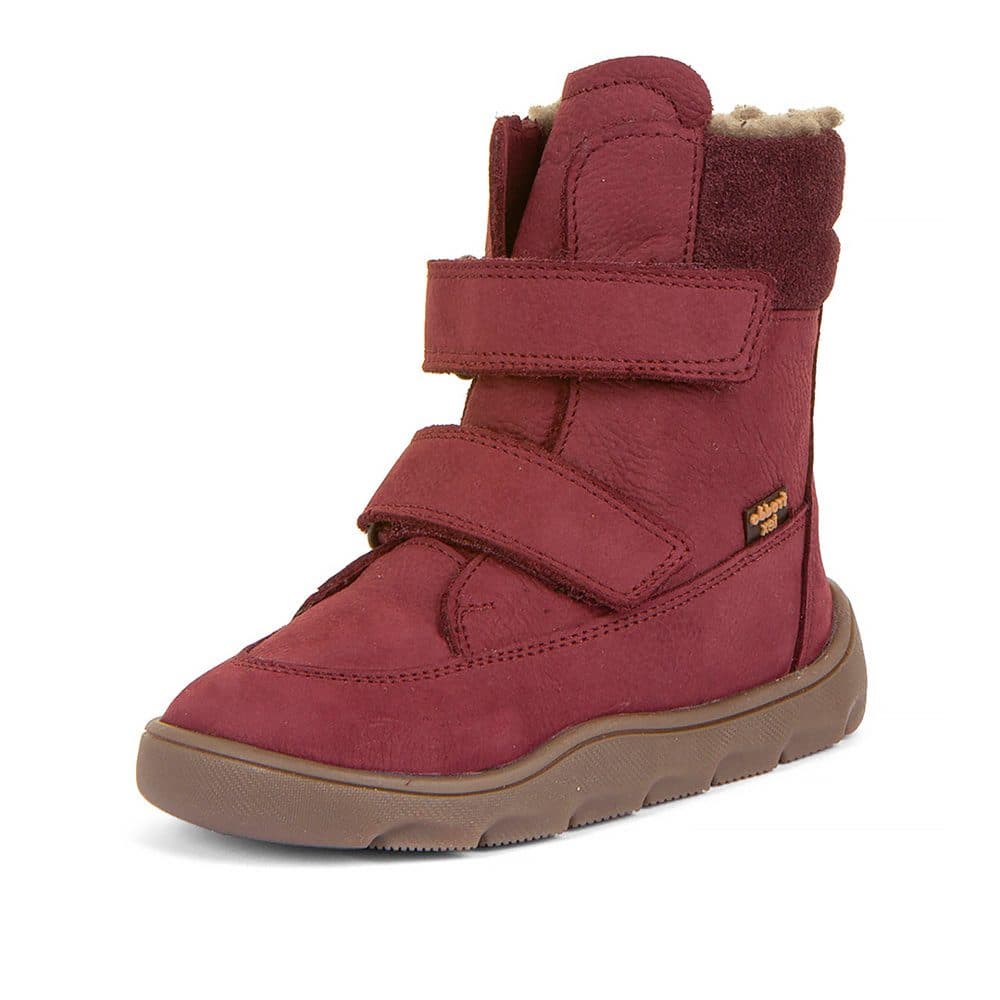 Dívčí zimní barefoot boty ZERU TEX WINTER Bordaux, Froddo, G3160240-5, červená -