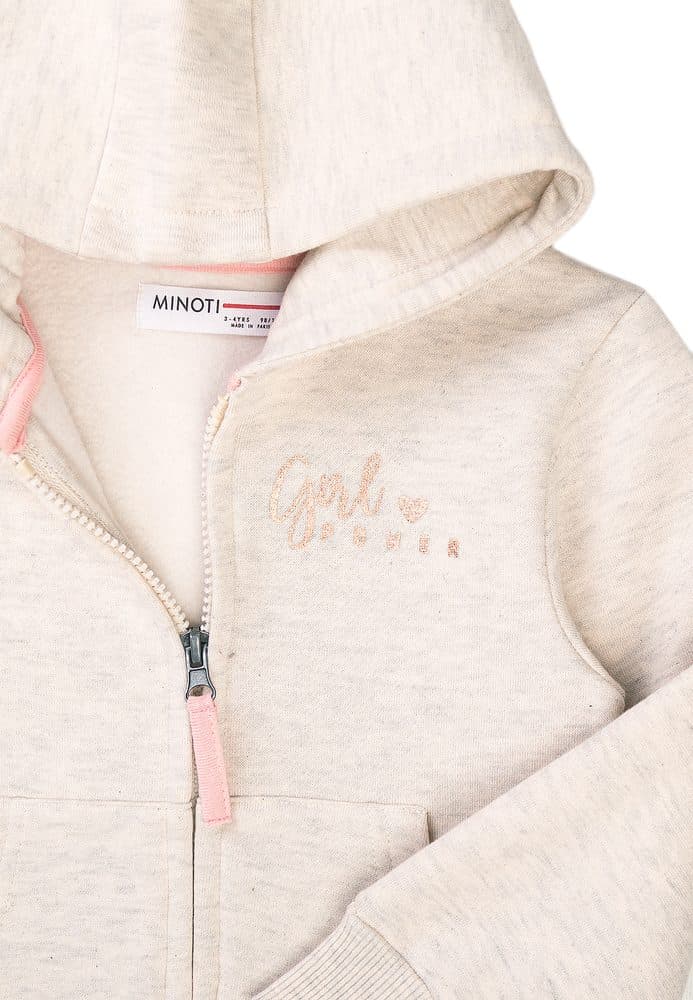 Mikina dívčí s kapucí, Minoti, 8GZTHRU 6, béžová - 86/92 | 18-24m - náhled 3