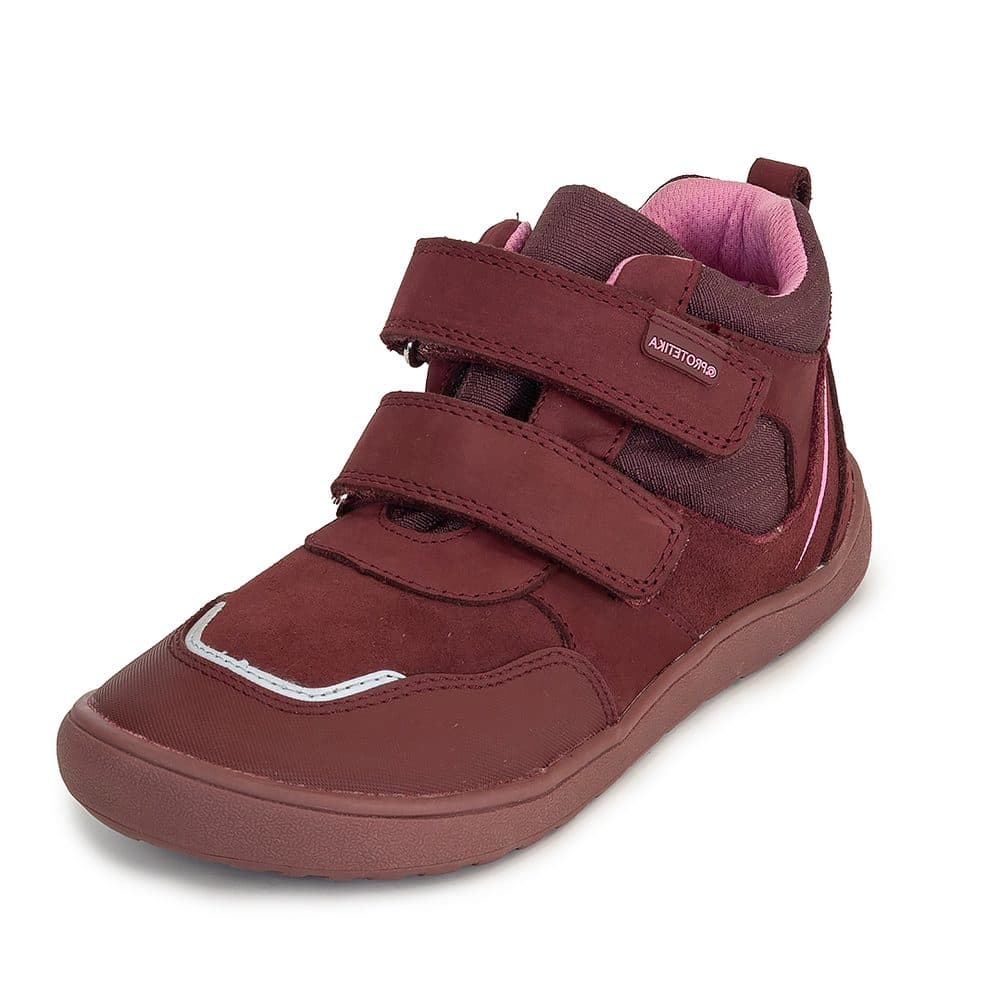 Dívčí celoroční boty s membránou Barefoot BANET BORDO, Protetika, červená -