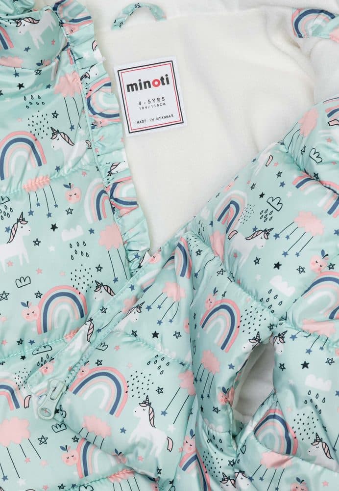 Vesta dívčí nylonová Puffa podšitá microfleecem, Minoti, 12GILET 18, modrá - 80/86 | 12-18m - náhled 3