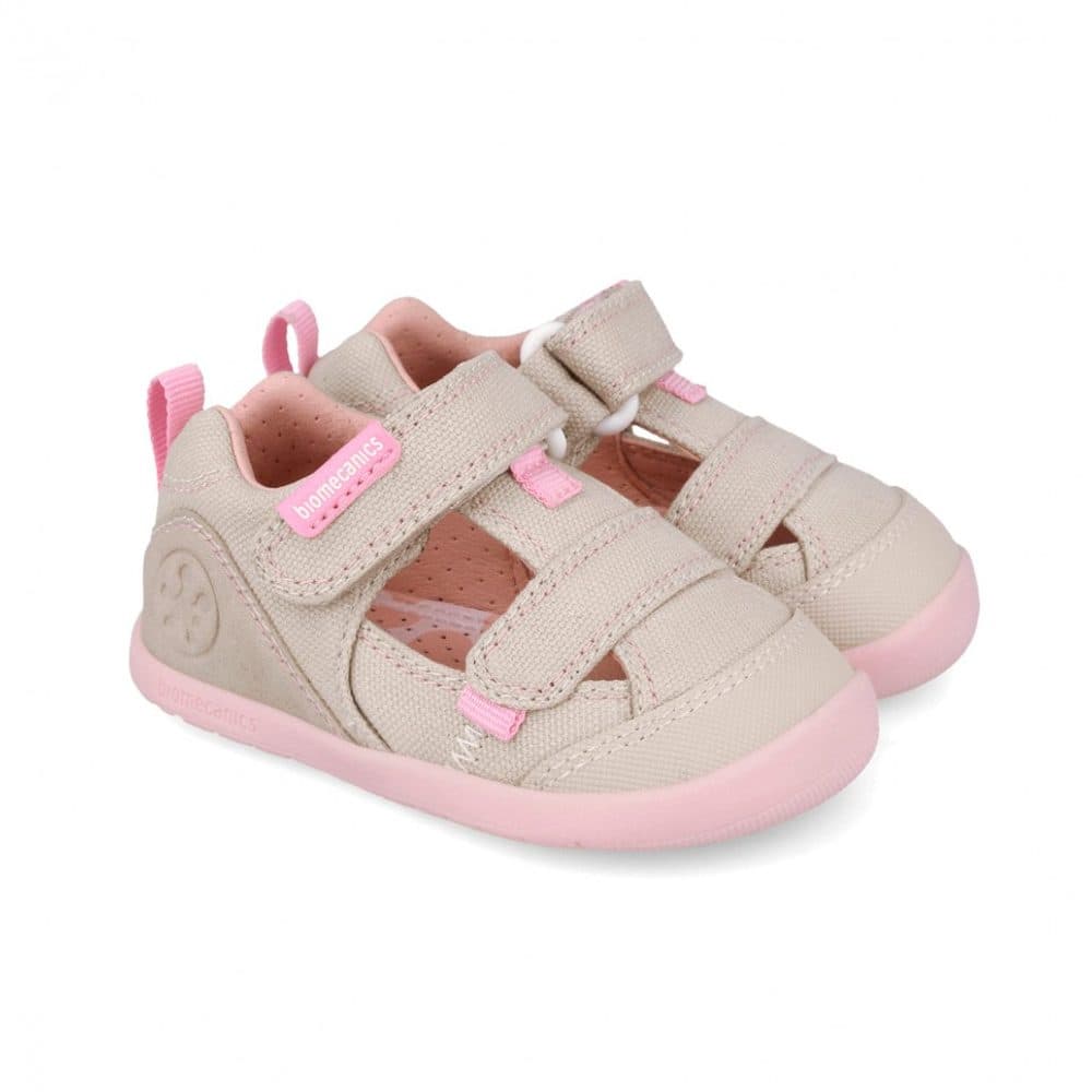 Dívčí barefoot sandály LONA BASICA BEIGE Y ROSA Biomecanics 262191-F884 -