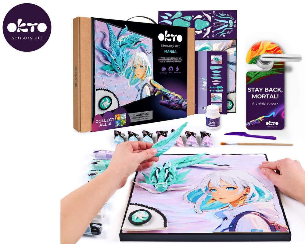 OKTO Manga motiv živlů "Vítr" výtvarný set 30x40 cm, OKTO, W051106