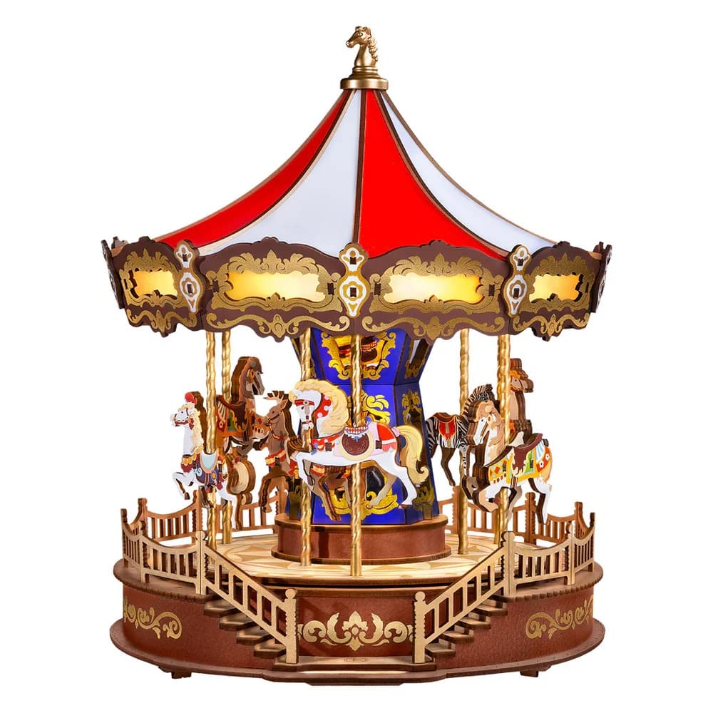 RoboTime 3D dřevěná skládačka hrací skříňky Klasický kolotoč