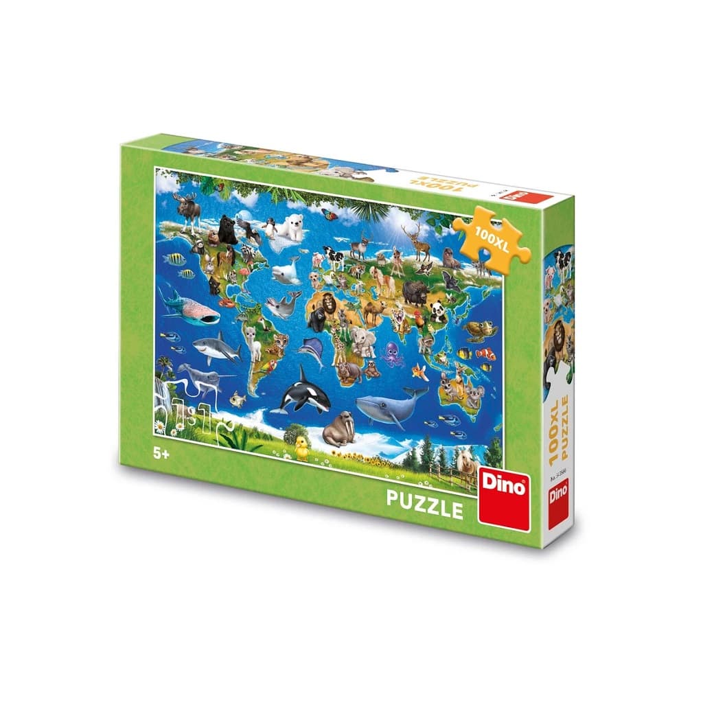 Dino Puzzle Mapa zvířat 100 XL dílků